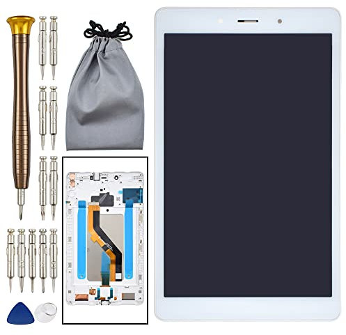 Double Sure Full LCD Display Touch Digitizer Screen+Screen Frame Replacement for Samsung Galaxy Tab A 8.0 2019 White SM-T290