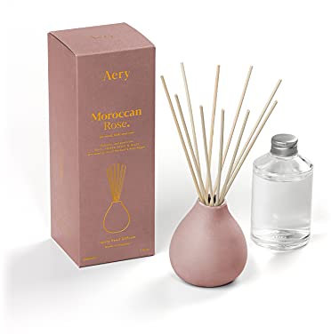 Aery Fernweh Marokkanische Rose Schilfrohr-Diffusor mit natürlichen Schilfrohren, hält bis zu 4 Monate, vegan & tierversuchsfrei