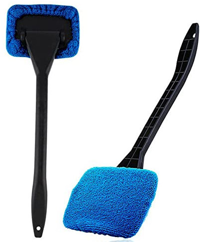 Witeygai 2Pcs Windscreen Cleaner Tool, Windshield Cleaner Tool Car Demister Pad, Long Handle Microfiber Car Windscreen Demister Cloth, Reusable Car Window Demister Pad