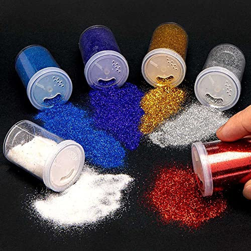 Baker Ross PJ108 Red White and Blue Glitter Shakers for VJ Day 80th Anniversary – Pack of 6, Craft Essentials, Glitter for Kids