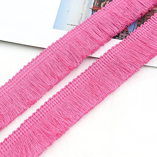 5 Meters 2.5cm Quaste Fransenborte Fransenband Schnittfranse Dekoband Zierband Dekoborte Tanzfransen Nähzubehör für Kleidung,Kostüme,DIY Nähen,Gardinen,Tischdecken,Tischläufer,Dekoration,Rose