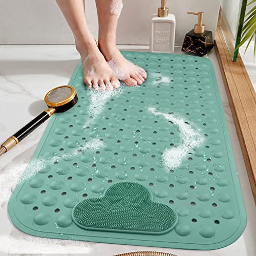 DINGC Tappetino doccia antiderapant con ventose e fori di drenaggio, tappetino doccia con cuscino massaggiante, tappetino da bagno doccia grande per la doccia del bagno 70 x 40 (verde)
