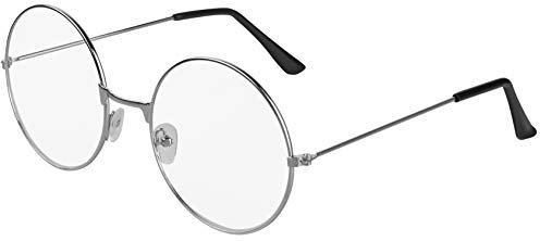 Balinco Weihnachtsmann Brille Rund I Nikolaus I Oma | Opa | Nerd Rund Silber mit klaren Gläsern Accessoire für Damen & Herren zum Karneval/Fasching oder Festival