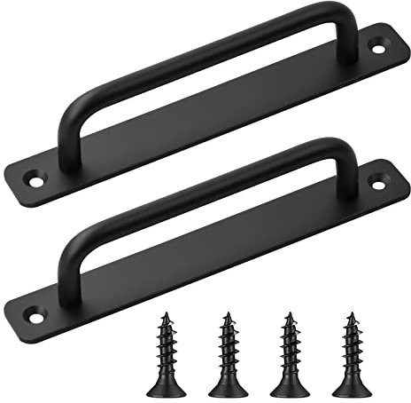 Laughhe 2 Piezas Tiradores Puertas Correderas, Manillas Puertas Interior, Tirador de Puerta de Granero de Acero Inoxidable Negra, Pomo Puertas con Tornillos para Cocina Gabinetes Muebles Armario