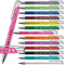 50x Kugelschreiber mit Gravur | Emojis Gravur | 13 Farben Auswahl | Personalisierte Werbekugelschreiber mit Wunschgravur | (Pink, 50 Stück)