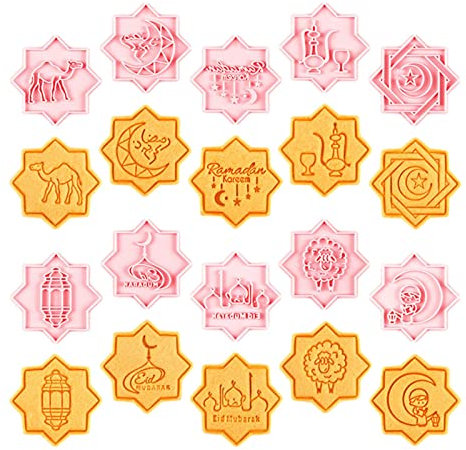 PW TOOLS 10 Stück Eid Mubarak-Ausstecher, muslimische Eid-Plätzchenform, Fondantform, Kuchenbackwerkzeuge, Keksform für muslimische Eid-Par -Dekoration