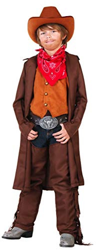 Fun Costumes Kid's Boy's Western Cowboy Costume for Cowboy Hat Vest Chaps Belt Buckle Bandana - XX-Large - Brown