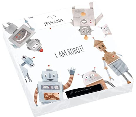 20 Servietten Roboter im Kreis | Kinder Geburtstag | Junge | Mädchen | Motoparty | Tischdeko | Decoupage | Serviettentechnik 33x33cm