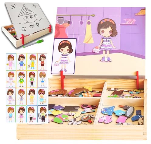 Rimafi magnetisches Holzpuzzle für Kinder ab 3 Jahren mit weißer Tafel zum Zeichnen