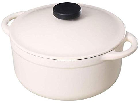 OQHAIR Cazuela, Cocina de Sopa Antiadherente anodizada Dura con Tapa Cocina de Hierro Fundido u Cazuela