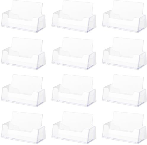 CHUEHKAK 12 porta biglietti da visita trasparenti, quadrati, formato orizzontale, 100 x 40 x 53 mm, per biglietti da visita standard