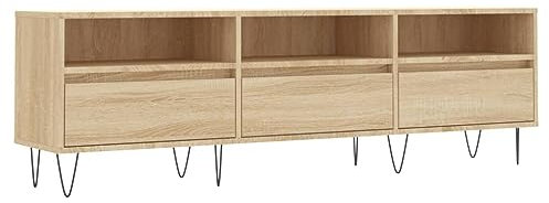 vidaXL TV Schrank, Fernsehschrank mit Eisenbeinen, Fernsehtisch für Wohnzimmer, Lowboard Sideboard TV Ständer TV Gerät, Sonoma Eiche Holzwerkstoff