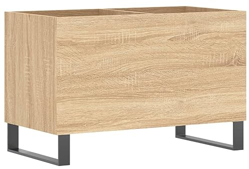 vidaXL Plattenschrank, Schallplattenschrank mit viel Stauraum, Plattenspieler Schrank für Wohnzimmer, LP Schrank Schallplattenständer, Sonoma Eiche Holzwerkstoff