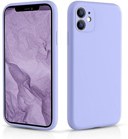 CALOOP Slim-Fit for iPhone 11 Case,Skin Soft Liquid Silicone,Sturdy Hard Frame Shockproof Cover with Anti-Scratch Microfiber Lining,Full Protection for Screen and Lens,6.1 inch(Light Purple)