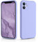CALOOP Slim-Fit for iPhone 11 Case,Skin Soft Liquid Silicone,Sturdy Hard Frame Shockproof Cover with Anti-Scratch Microfiber Lining,Full Protection for Screen and Lens,6.1 inch(Light Purple)