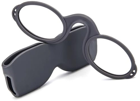 MMOWW Lesebrille mit Universal Kompaktetui für Damen und Herren, Ultraleichtes Mini Nose Clip leichte Brillen Rutschfest Lesehilfe (Grau, +2.0)