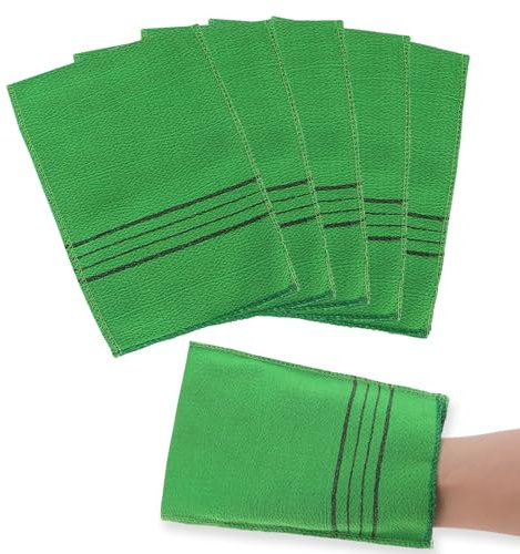 5-teilige asiatische Peeling-Handschuhe doppelseitig koreanische Schrubben Waschlappen Italien-Handtuch zum Entfernen abgestorbener Haut Hornhaut Schrubber Dusch-Peeling-Handschuh Badezubehör (Grün)