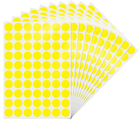 YIKIADA Gelb Runde 19 mm Punktaufkleber Selbstklebende Markierungspunkte Wasserdicht Klebepunkte Aufkleber Kleine Farbkodierung Etiketten 700 Stück