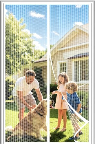 DIKER Moustiquaire Porte Fenetre Aimantée Magnetique, Rideaux Anti Mouches pour Porte,Rideaux Toile Insect Ecran,Moustiquaire Baie Vitree Coulissante,Magnétique Moustique Sans Perçage(80x220cm,Blanc)