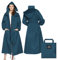 LAMA Imperméable long, vetement de pluie femme manteaux imperméables, long poncho pluie imperméable manteau femme Élégant imperméable capuche cape de pluie pour vélo randonnée trekking, Bleu océan XL