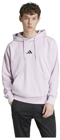 adidas Herren Essentials FEELCOZY Fleece Hoodie, Ice Lavender/Black, S