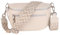 MIRROSI® Damen Bauchtasche Umhängetasche 27x14,5x8cm Damen, Made in Italy, aus Echtleder Tasche Echtes Leder, Brusttasche, Crossbody Bag,Bohemian Style (1 Tasche 2 Gurte) (Beige Boho Taupe)
