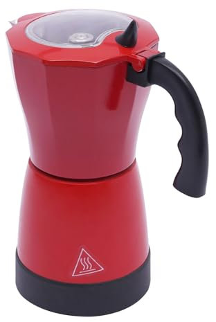 Elektrische Kaffeemaschine,Espressokocher Kanne Mokka Maker Topf 6 Tassen Mit Basis Espressokocher Mokka Kanne für Familien, Büros, 300ml Alu Espressokocher Espresso Kanne mit separatem Boden (Rot)