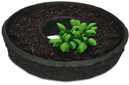 Pflanz-Ring als verrottungsfähige runde Pflanzschale in 35 cm - nachhaltiger Blumen-Topf in schwarz aus auflösendem Pappmaché - biologisch abbaubare Blumen-Schale für Friedwald Urnen-Grab