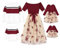 PATPAT Familien Outfit Set Langarm - Partnerlook Mutter Tochter Kleid Langarm T-Shirt & Mutter Kind Kleider Mama Tochter Kleidung für Herbst & Frühling, Rotwein, Damen: M