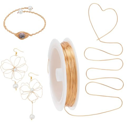 NBEADS 108.27 Feet 18K Gold Plated Copper Wire, 24 Gauge Jewelry Making Wire Bendable Craft Wire Soft Beading Wire Tarnish Resistant Wire for Jewelry Making