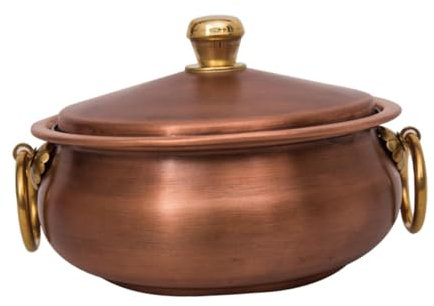 Baoblaze Copper Pot Cookware Hammered Chinese Style Multipurpose Stew Pan Cooking Pot Hot Pot for Stovetop Home Cooking Picnic Camping, 24cm Dia
