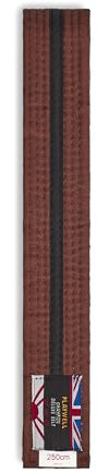 Playwell Martial Arts Cotton Coloured Belt With Black Stripe Grading Belt - (Karate, Judo Taekwondo) (Brown Belt with Black Stripe, 250cm)