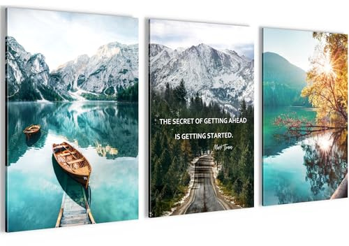 Novart Tableaux Decoration murale Nature Montagnes Lac Paysage - PAS DE CADRE NÉCESSAIRE - Salon Chambre Couloir XXL - N028336a
