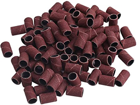 Didiseaon 200pcs Nail Drill Sanding Bands Set 80# Grit Grinding Head Polisher for Manicure Tool Compatible Electric Nail Drills for Professional and Home Use