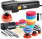 AUTIWOZ Mini Buffer Polisher Rotary Polisher Machine for Car Detailing with 33Pcs Polishing Kit, with 1 /2 /3 Base Pads M14 Thread Extension Shaft for Car Boat Sanding Polishing and Waxing