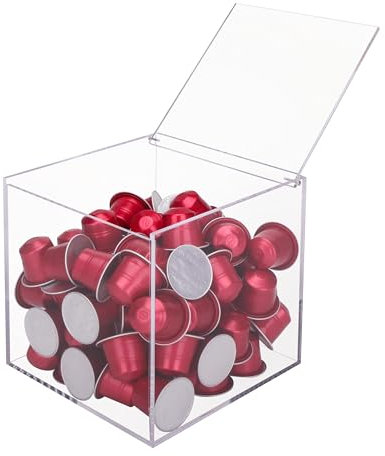 EXZACT Coffee Capsule Cube 15cm Acrylic, Coffee Pod Basket Organiser Compatible for All Capsules, Transparent Capsule Holder, Multifunction Storage,