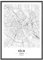JUNOMI® Köln Poster 50x70 cm mit Rahmen Schwarz, Wohnzimmer Deko, Modernes Wandbild, Köln Bild, Wandbild mit Rahmen, Stadtplan Poster Köln, perfekte Geschenkidee für Kölner