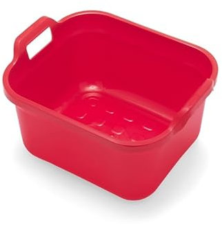 10L Washing Up Bowl -Large Rectangular Durable Plastic Sink Tub with Handles for Washing Dishes, Soaking Laundry & Household Tasks Multi-Color (Red)