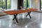 SAM Esstisch Cali mit Ansteckplatten | 220 x 100 cm (erweiterbar auf 320 x 100 cm) | Akazie massiv & nussbaumfarben | echte Baumkante | X-Gestell Metall schwarz | Baumkantentisch/Esszimmertisch