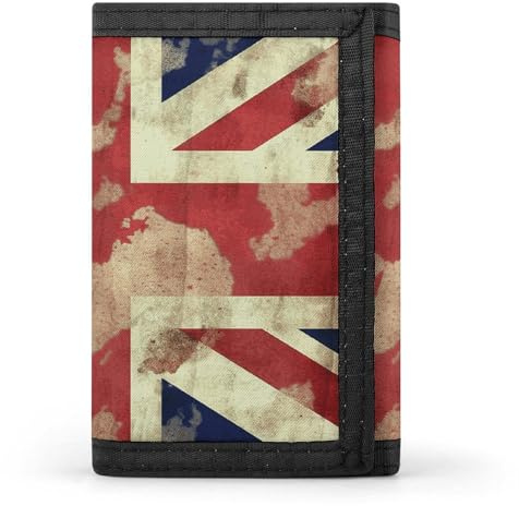HJKBCV Vintage Union Jack British Flag Trifold Wallet Credit Card Purse Portable Outdoor Sports Wallets Pocket Coin Wallet with ID Window for Men Women, style, One Size, Stil:, Einheitsgröße