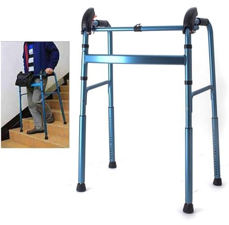 Gehgestell zum Treppensteigen Standard-Gehgestell aus Aluminium, zusammenklappbares leichtes Gehgestell, Hilfsgehgestell aus Aluminiumlegierung zur Rehabilitation, Gehmobilitätshilfe für Senioren