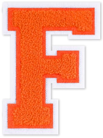 QianSiLi 4.5 Inch Chenille Iron On Letters for Clothes Varsity Letter Patches Embroidered Patch Iron On Patches for Clothing Varsity Jacket Hoodie (Orange,F)
