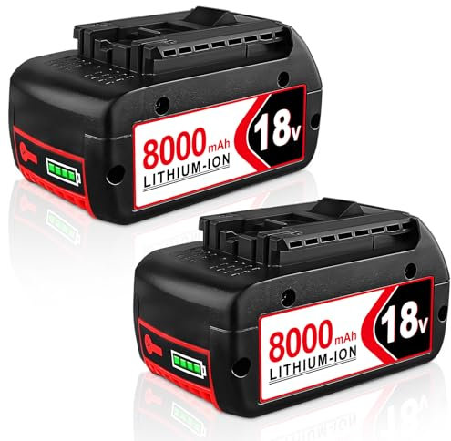 BAT609 2 Stück 8.0Ah GBA ErsatzAkku für Bosch Akku 18V Lithium Kompatibel mit Bosch 18V Akku BAT609G BAT610G BAT618 BAT618G BAT619 8000mAh Akku (8.0Ah-2PACK)
