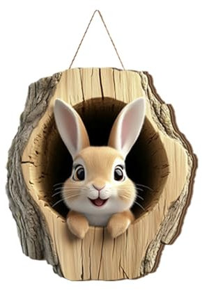 Türschild Ostern Haustür Osterkranz Türkranz Ostern Frühling Oster Außen Innen Türdeko zum Aufhängen Osterdeko Fenster Hängend Osterschmuck Holz Osterhase Deko Modern Frühlingsdeko Draussen (#03)