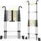 EOXCIIU Telescopic Ladder 3.2m, Aluminium Extendable Ladder with Hooks and stabiliser, Height Adjustment, Convenience for Home, Attic Access, etc.