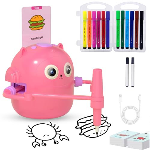 Jadyon Drawing Robot, Robot de Dibujo para Niños con 100 Tarjetas, Robo-t de Pintura, Juguete de Dibujo Educativo Montessori, Juguete Educativo Interactivo Robots de Dibuj-o Mágico para Niños&Niñas