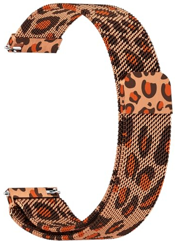 ZGCE Metall Uhrenarmbänder 22mm 20mm Armband, Edelstahl Mesh Uhrenarmband, Verstellbarer Magnetverschluss, Smartwatch Schnellverschluss Ersatzarmband Für Damen Herren (Leopard, 20mm)