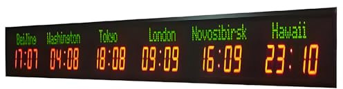 Reloj Mundial Con 3 Zonas Horarias, Reloj De Pared Con Hora Mundial, Reloj Mundial LED, Reloj Mundial Con Múltiples Zonas Horarias, Ajuste De Brillo De 5 Niveles.,6city