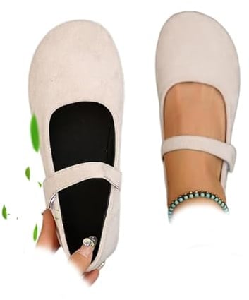 AMOUSDRDR Mary Jane Orthopädische Wildleder-Ballerinas für Damen, runde Zehenpartie, Wildleder, weich, bequem, Schlupfschuh, orthopädische Ballerinas, Mary Jane Flats Pumps