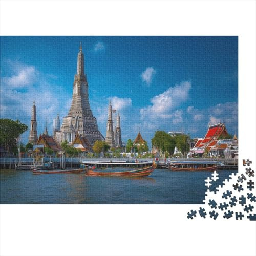 Bangkok Thailand Wat Arun Puzzle 1000 Teile Für Erwachsene Puzzle Thailand Sehenswürdigkeiten Geschicklichkeitsspiel Für Die Ganze Familie Erwachsene Premium Quality Entspannend 1000pcs (75x50cm)